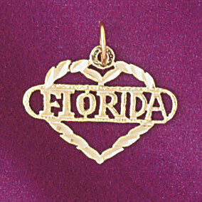 Florida Pendant Necklace Charm Bracelet in Yellow, White or Rose Gold 5016