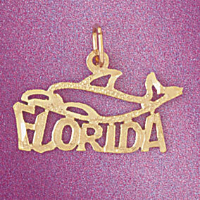Florida Pendant Necklace Charm Bracelet in Yellow, White or Rose Gold 5020