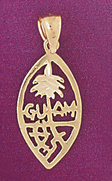 Guam Pendant Necklace Charm Bracelet in Yellow, White or Rose Gold 5026