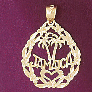 Jamaica Pendant Necklace Charm Bracelet in Yellow, White or Rose Gold 5028