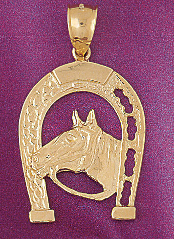 Lucky Horseshoe Pendant Necklace Charm Bracelet in Yellow, White or Rose Gold 5126