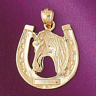 Dazzlers Jewelry Lucky Horseshoe Pendant Necklace Charm Bracelet in Yellow, White or Rose Gold 5128…