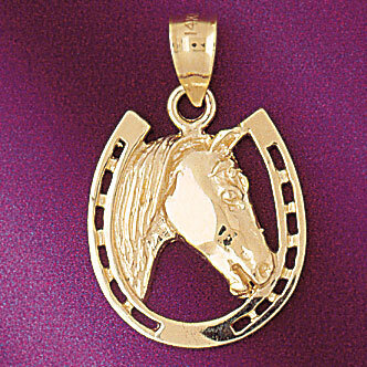 Lucky Horseshoe Pendant Necklace Charm Bracelet in Yellow, White or Rose Gold 5129