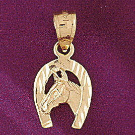 Dazzlers Jewelry Lucky Horseshoe Pendant Necklace Charm Bracelet in Yellow, White or Rose Gold 5138…