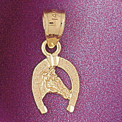 Lucky Horseshoe Pendant Necklace Charm Bracelet in Yellow, White or Rose Gold 5139