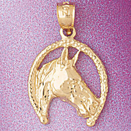 Dazzlers Jewelry Lucky Horseshoe Pendant Necklace Charm Bracelet in Yellow, White or Rose Gold 5140…