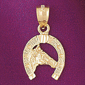 Dazzlers Jewelry Lucky Horseshoe Pendant Necklace Charm Bracelet in Yellow, White or Rose Gold 5142…