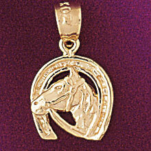 Lucky Horseshoe Pendant Necklace Charm Bracelet in Yellow, White or Rose Gold 5143