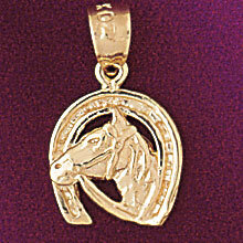 Dazzlers Jewelry Lucky Horseshoe Pendant Necklace Charm Bracelet in Yellow, White or Rose Gold 5143…