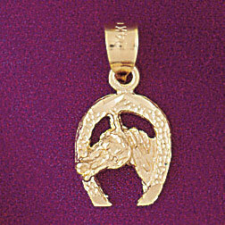 Lucky Horseshoe Pendant Necklace Charm Bracelet in Yellow, White or Rose Gold 5144