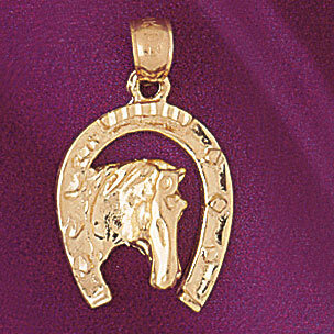 Lucky Horseshoe Pendant Necklace Charm Bracelet in Yellow, White or Rose Gold 5145