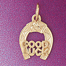Dazzlers Jewelry Lucky Horseshoe Pendant Necklace Charm Bracelet in Yellow, White or Rose Gold 5148…