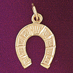 Dazzlers Jewelry Lucky Horseshoe Pendant Necklace Charm Bracelet in Yellow, White or Rose Gold 5150…