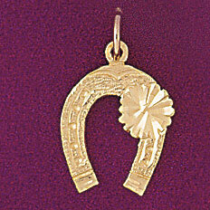 Lucky Horseshoe Pendant Necklace Charm Bracelet in Yellow, White or Rose Gold 5152