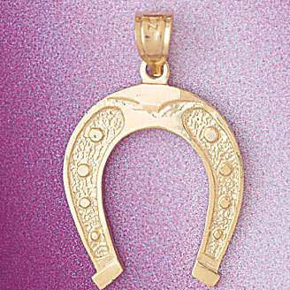 Lucky Horseshoe Pendant Necklace Charm Bracelet in Yellow, White or Rose Gold 5154