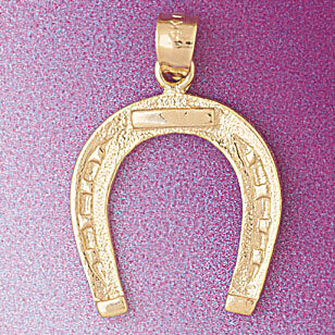 Lucky Horseshoe Pendant Necklace Charm Bracelet in Yellow, White or Rose Gold 5155