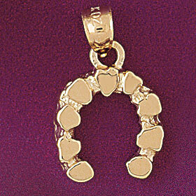 Lucky Horseshoe Pendant Necklace Charm Bracelet in Yellow, White or Rose Gold 5158