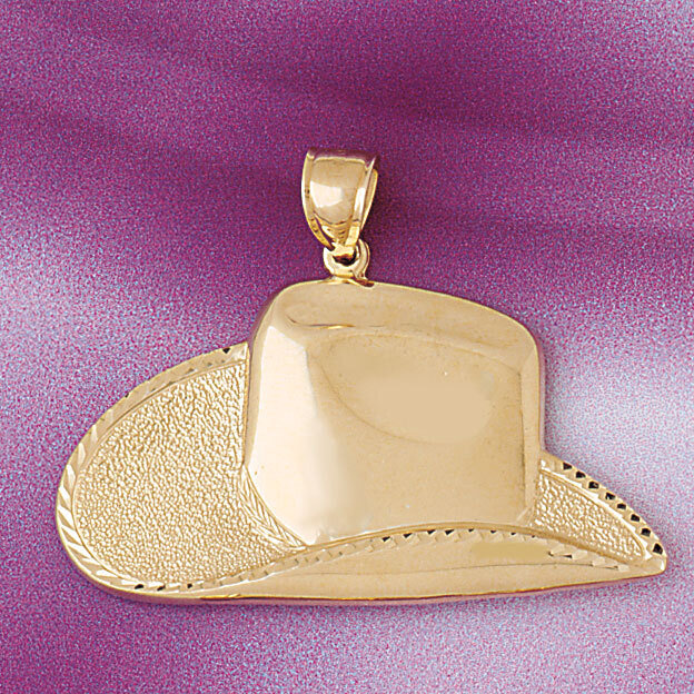 Cowboy Hat Pendant Necklace Charm Bracelet in Yellow, White or Rose Gold 5165