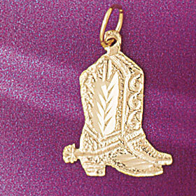 Cowboy Boots Pendant Necklace Charm Bracelet in Yellow, White or Rose Gold 5183