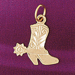 Cowboy Boots Pendant Necklace Charm Bracelet in Yellow, White or Rose Gold 5184