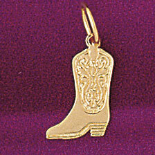 Cowboy Boots Pendant Necklace Charm Bracelet in Yellow, White or Rose Gold 5185