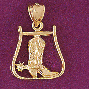Dazzlers Jewelry Cowboy Boots Pendant Necklace Charm Bracelet in Yellow, White or Rose Gold 5189, M…