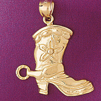 Cowboy Boots Pendant Necklace Charm Bracelet in Yellow, White or Rose Gold 5190