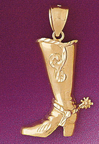 Cowboy Boots Pendant Necklace Charm Bracelet in Yellow, White or Rose Gold 5201