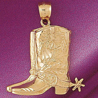 Cowboy Boots Pendant Necklace Charm Bracelet in Yellow, White or Rose Gold 5202