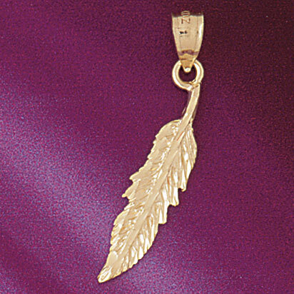 Indian Feather Pendant Necklace Charm Bracelet in Yellow, White or Rose Gold 5207