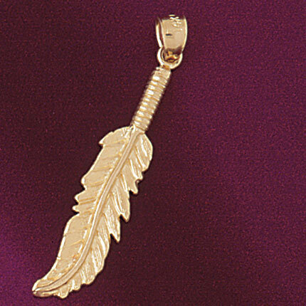 Indian Feather Pendant Necklace Charm Bracelet in Yellow, White or Rose Gold 5208
