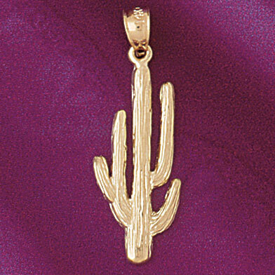 Cactus Pendant Necklace Charm Bracelet in Yellow, White or Rose Gold 5212