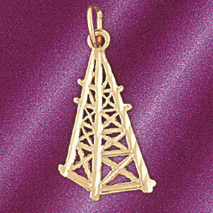 Oil Well Pendant Necklace Charm Bracelet in Yellow, White or Rose Gold 5230