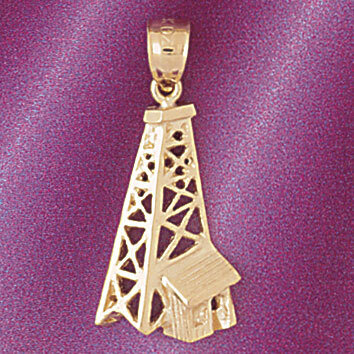 Oil Well Pendant Necklace Charm Bracelet in Yellow, White or Rose Gold 5236