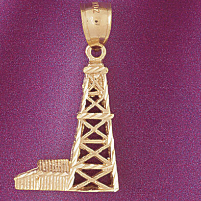 Oil Well Pendant Necklace Charm Bracelet in Yellow, White or Rose Gold 5237