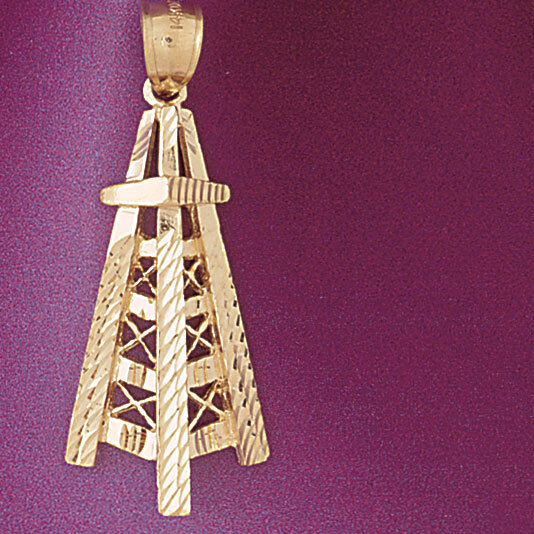 Oil Well Pendant Necklace Charm Bracelet in Yellow, White or Rose Gold 5238