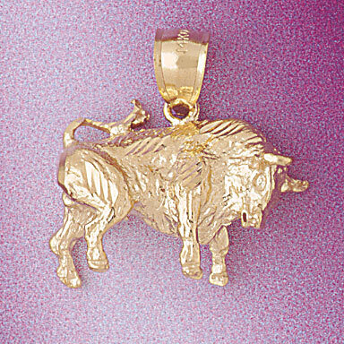 Fighting Bull Pendant Necklace Charm Bracelet in Yellow, White or Rose Gold 5252