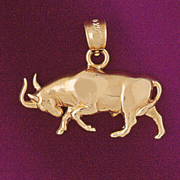 Fighting Bull Pendant Necklace Charm Bracelet in Yellow, White or Rose Gold 5254