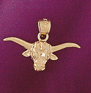 Bull Head Pendant Necklace Charm Bracelet in Yellow, White or Rose Gold 5261