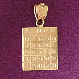 Dazzlers Jewelry Bingo Pendant Necklace Charm Bracelet in Yellow, White or Rose Gold 5360, MPN: DZ-…