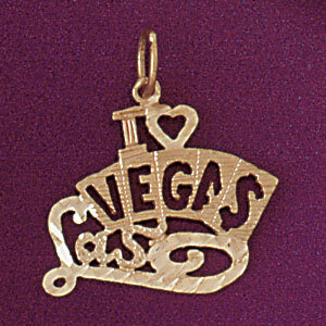 I Love Las Vegas Pendant Necklace Charm Bracelet in Yellow, White or Rose Gold 5392