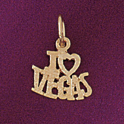 I Love Las Vegas Pendant Necklace Charm Bracelet in Yellow, White or Rose Gold 5396