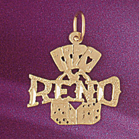 Reno Las Vegas Pendant Necklace Charm Bracelet in Yellow, White or Rose Gold 5400