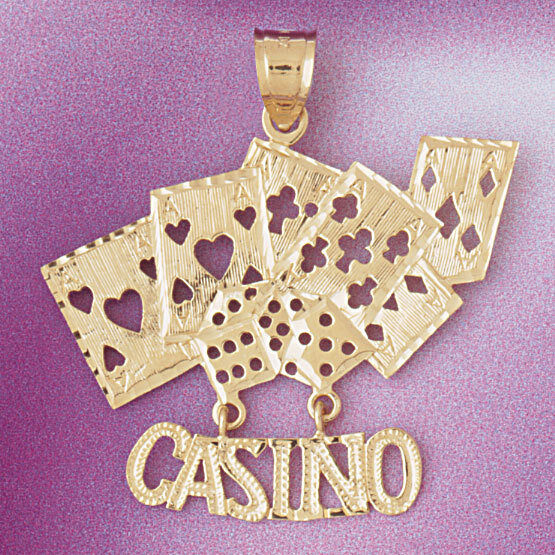 Dazzlers Jewelry Casino Cards And Dice Pendant Necklace Charm Bracelet in Yellow, White or Rose Gol…