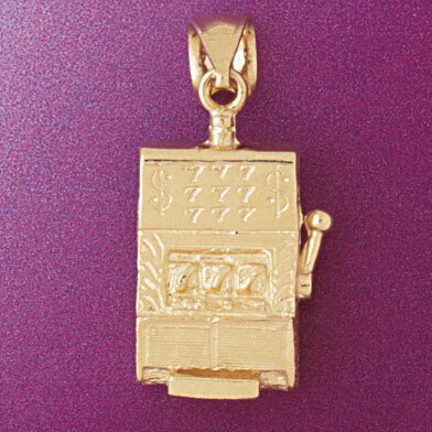 Slot Machine Pendant Necklace Charm Bracelet in Yellow, White or Rose Gold 5415