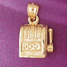 Dazzlers Jewelry Slot Machine Pendant Necklace Charm Bracelet in Yellow, White or Rose Gold 5419, M…