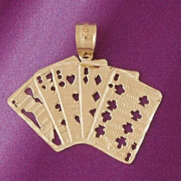 Straight Flush Pendant Necklace Charm Bracelet in Yellow, White or Rose Gold 5434