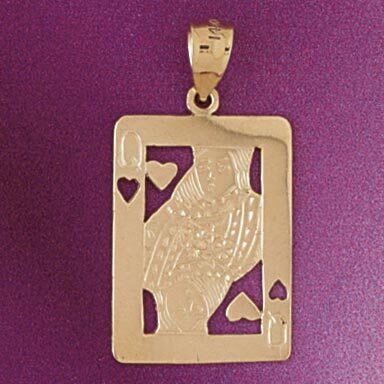 Queen Of Heart Pendant Necklace Charm Bracelet in Yellow, White or Rose Gold 5443