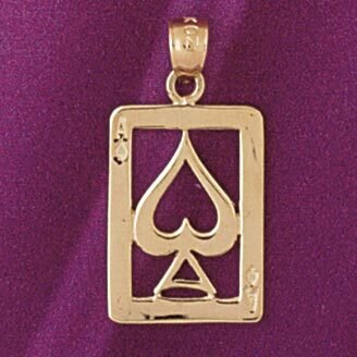 Ace Spade Pendant Necklace Charm Bracelet in Yellow, White or Rose Gold 5451