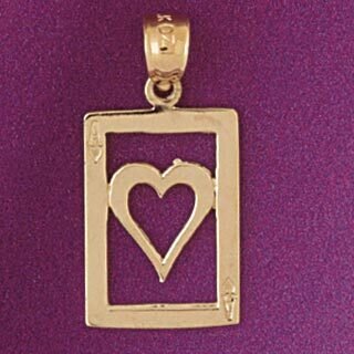 Ace Of Heart Pendant Necklace Charm Bracelet in Yellow, White or Rose Gold 5452